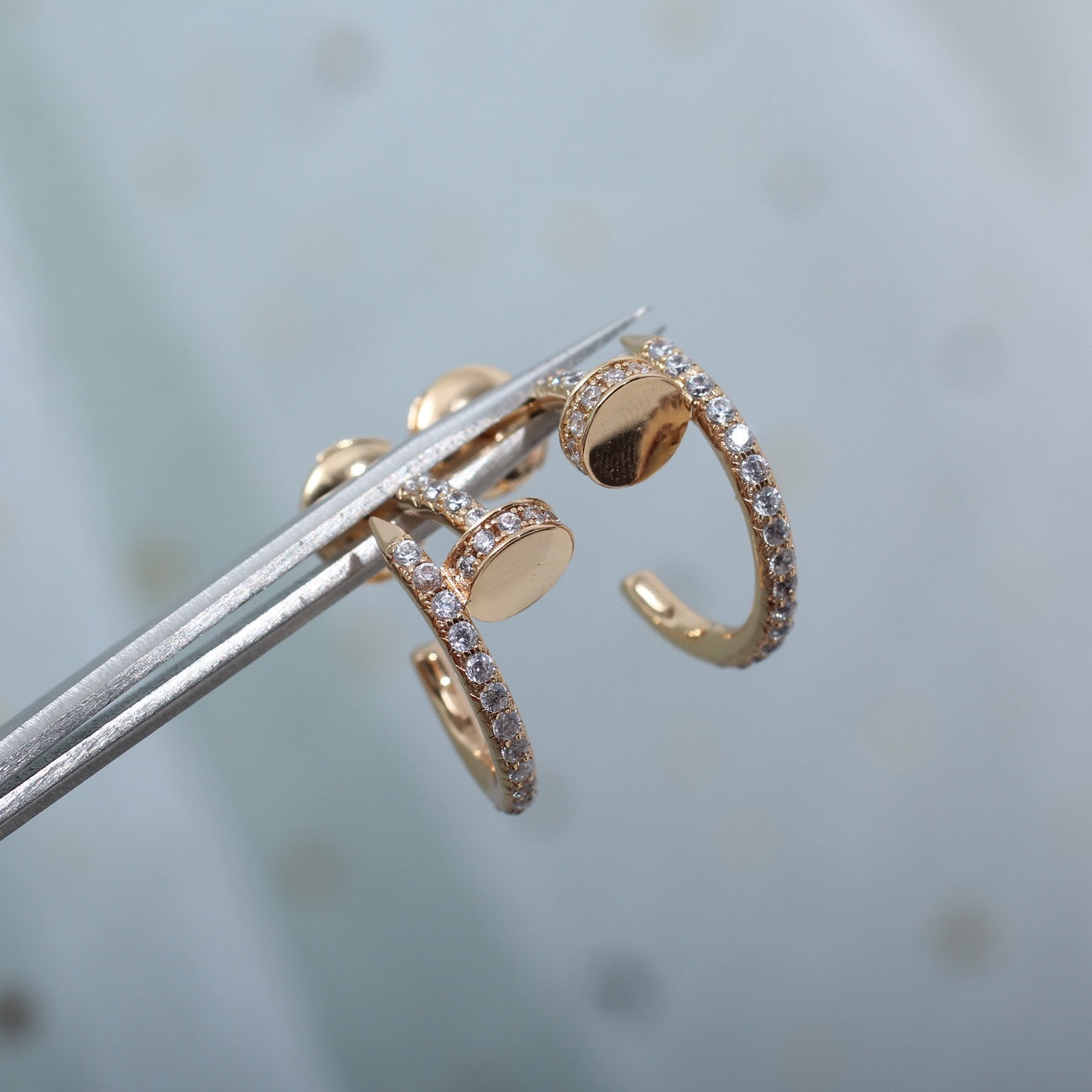 [Together Jewelry]JUSTE EARRINGS 12.75MM PINK GOLD DIAMOND