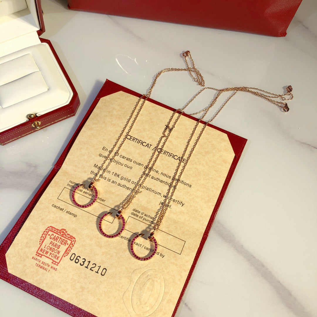 [Together Jewelry]JUSTE NECKLACE GOLD RED DIAMONDS