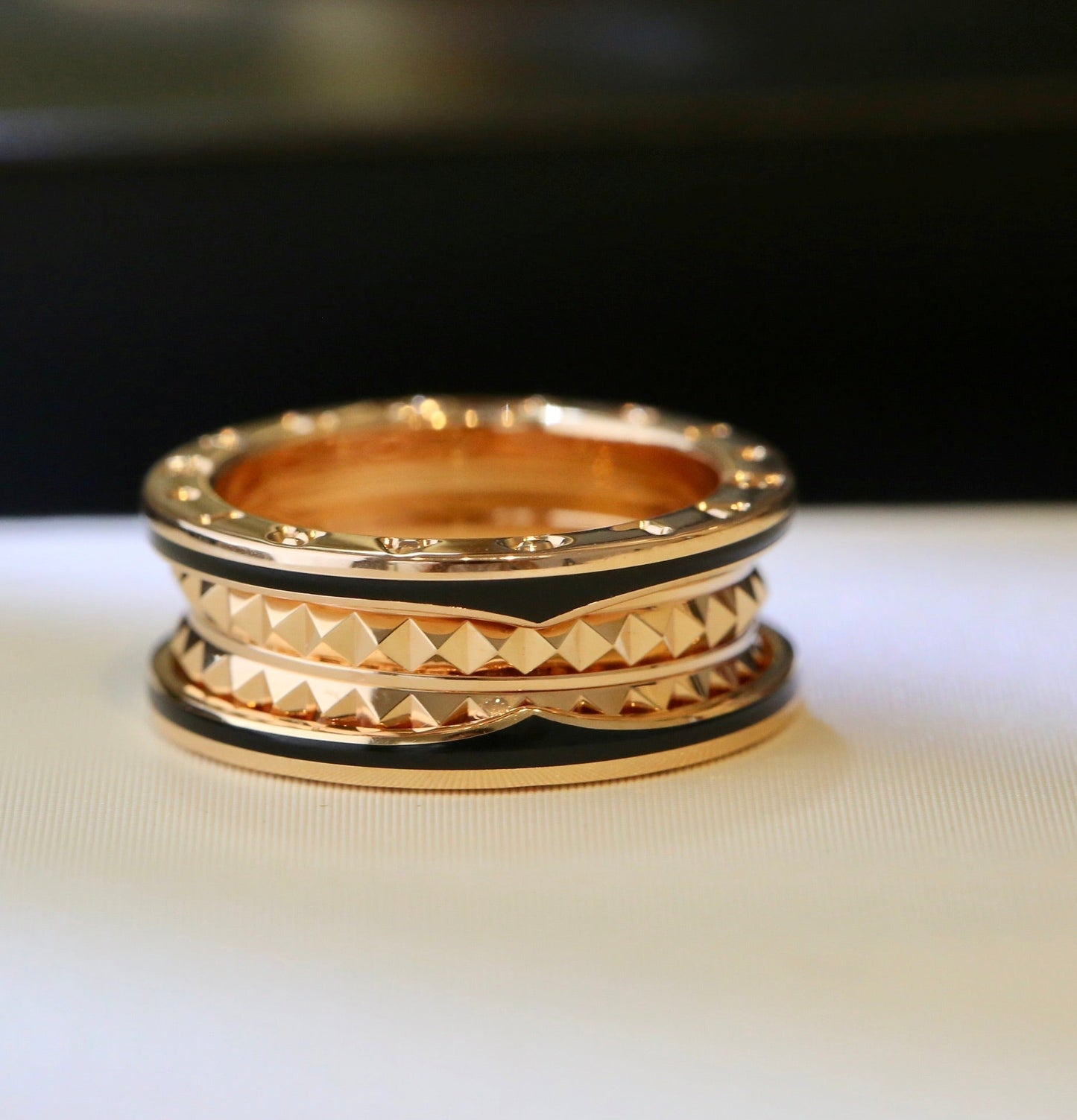 [Together Jewelry]ZERO 1 PINK GOLD BLACK CERAMIC RING