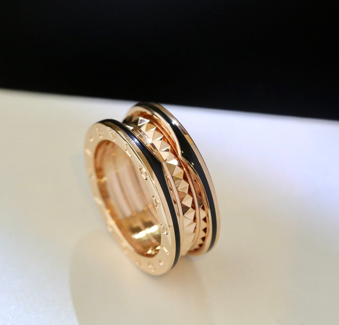 [Together Jewelry]ZERO 1 PINK GOLD BLACK CERAMIC RING