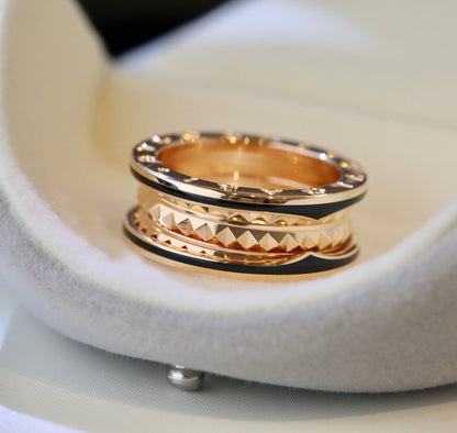 [Together Jewelry]ZERO 1 PINK GOLD BLACK CERAMIC RING