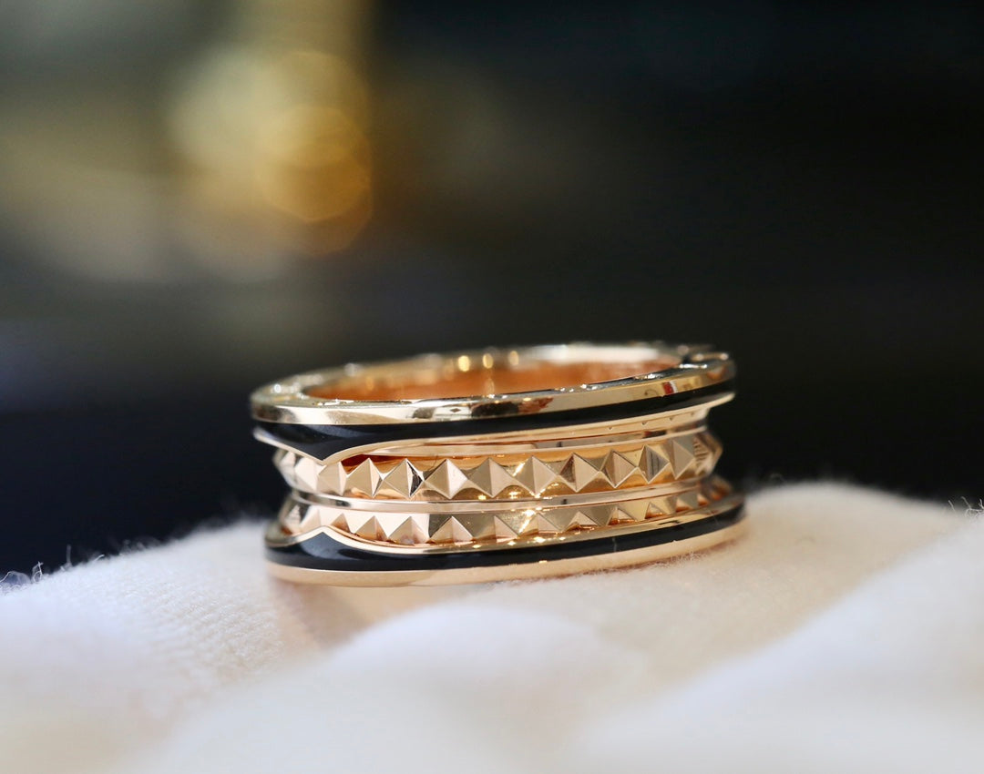[Together Jewelry]ZERO 1 PINK GOLD BLACK CERAMIC RING