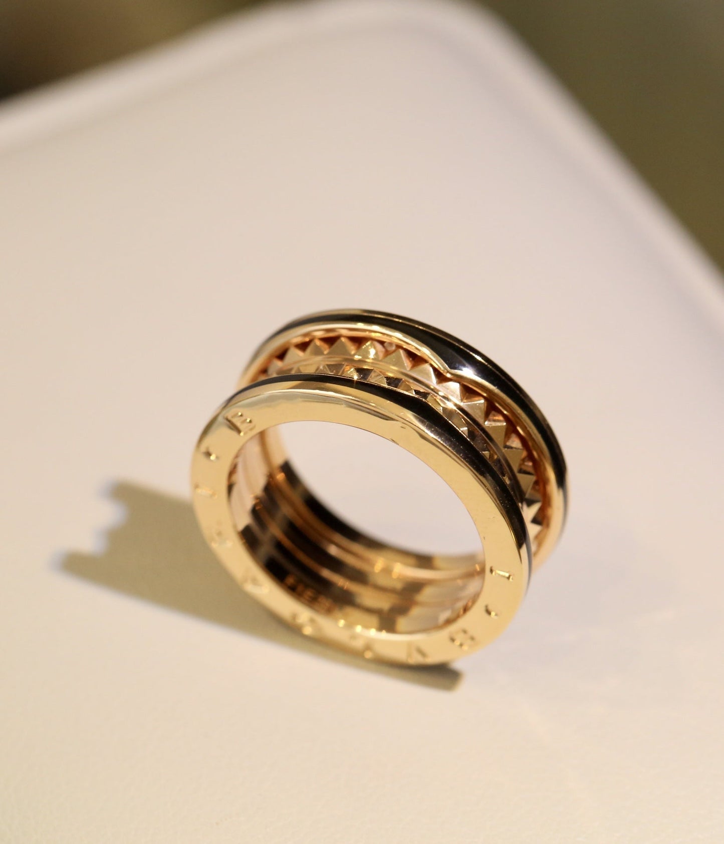 [Together Jewelry]ZERO 1 PINK GOLD BLACK CERAMIC RING