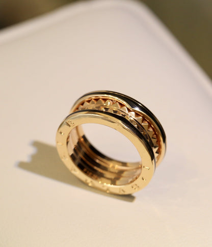 [Together Jewelry]ZERO 1 PINK GOLD BLACK CERAMIC RING