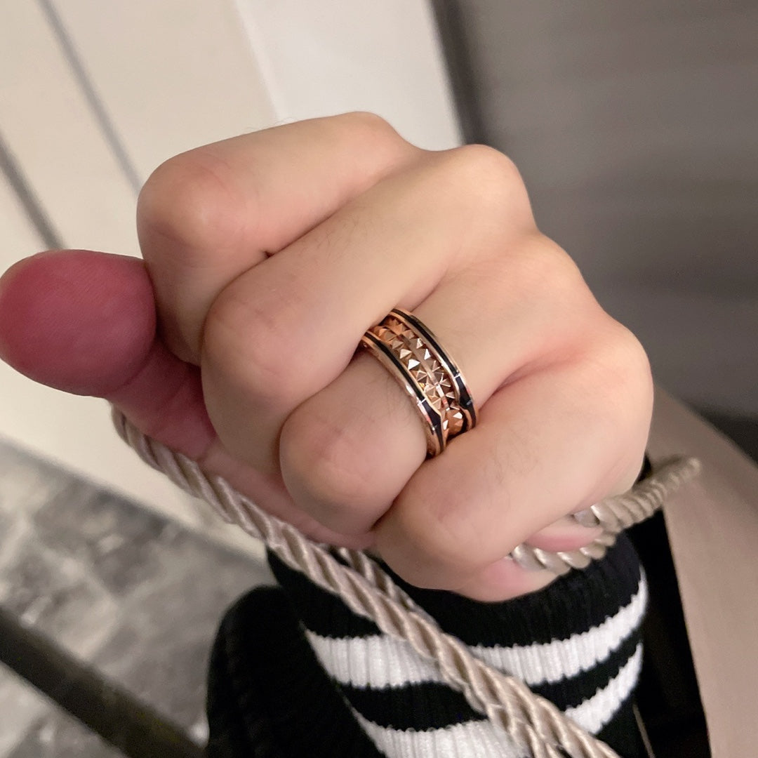 [Together Jewelry]ZERO 1 PINK GOLD BLACK CERAMIC RING