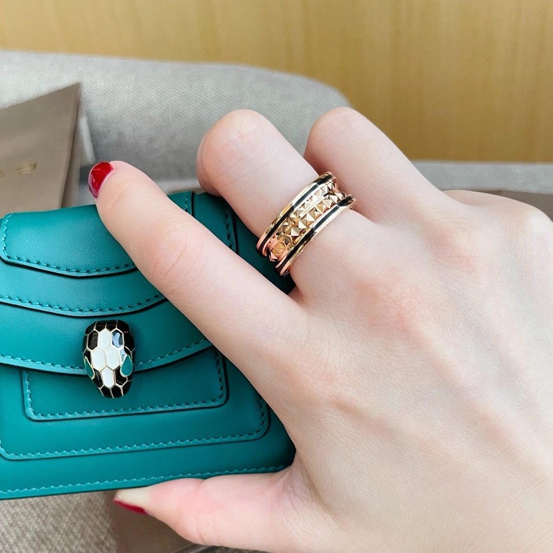 [Together Jewelry]ZERO 1 PINK GOLD BLACK CERAMIC RING