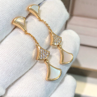 [Together Jewelry]DREAM EARRINGS 3 MOTIFS DIAMOND MOP PINK GOLD