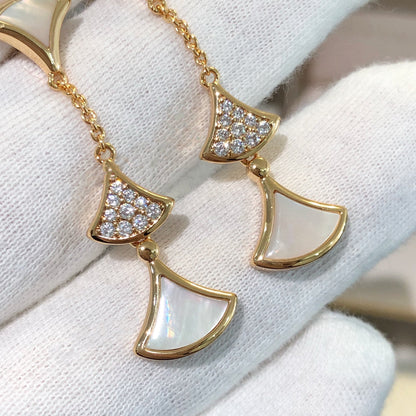 [Together Jewelry]DREAM EARRINGS 3 MOTIFS DIAMOND MOP PINK GOLD