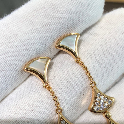 [Together Jewelry]DREAM EARRINGS 3 MOTIFS DIAMOND MOP PINK GOLD