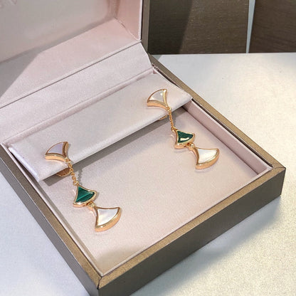 [Together Jewelry]DREAM EARRINGS 3 MOTIFS MALACHITE MOP PINK GOLD