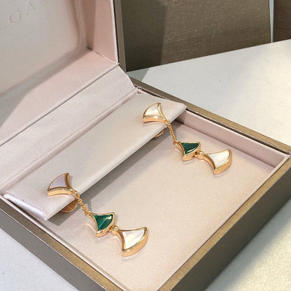 [Together Jewelry]DREAM EARRINGS 3 MOTIFS MALACHITE MOP PINK GOLD