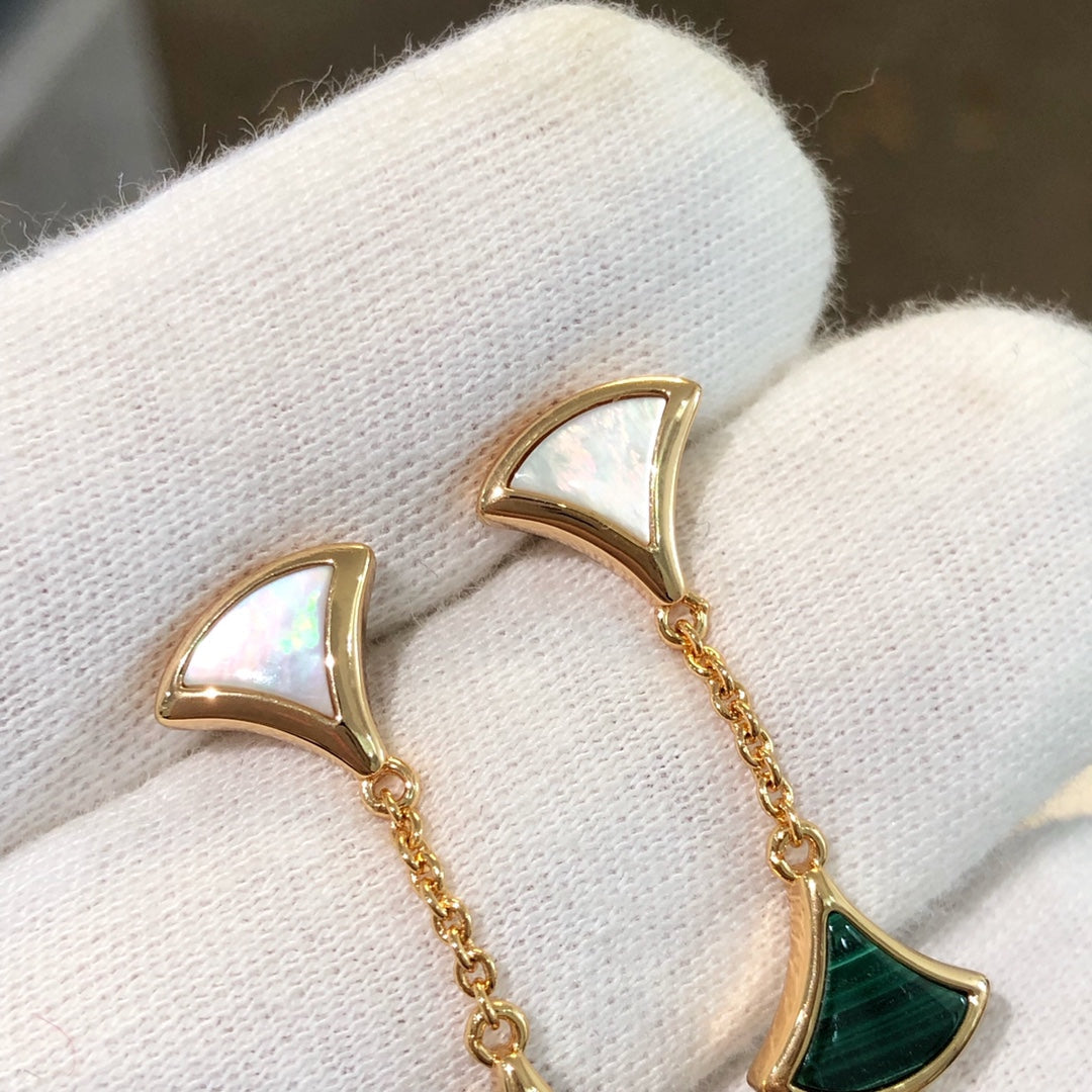 [Together Jewelry]DREAM EARRINGS 3 MOTIFS MALACHITE MOP PINK GOLD