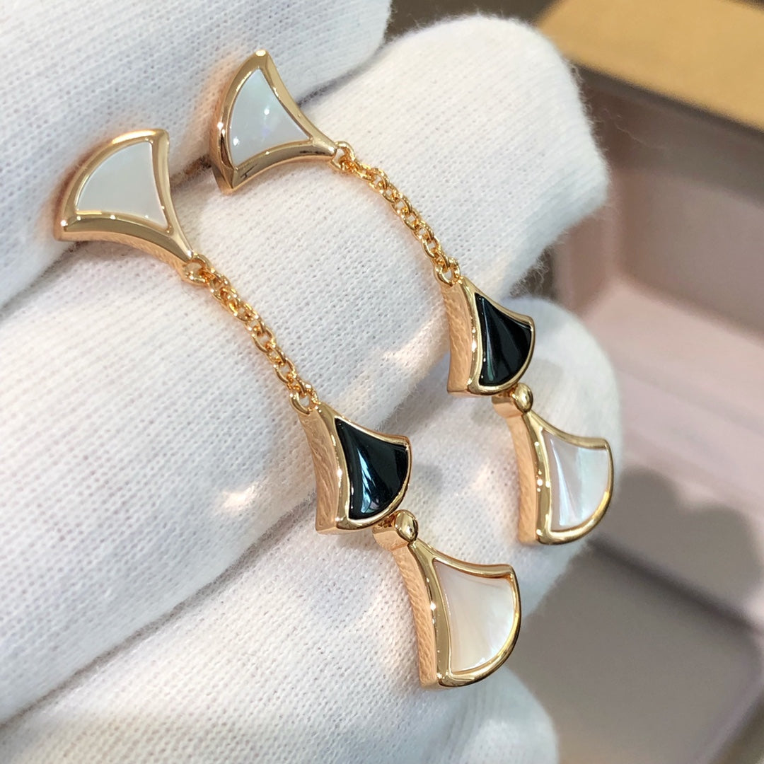 [Together Jewelry]DREAM EARRINGS 3 MOTIFS ONYX MOP PINK GOLD