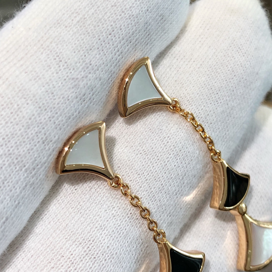 [Together Jewelry]DREAM EARRINGS 3 MOTIFS ONYX MOP PINK GOLD