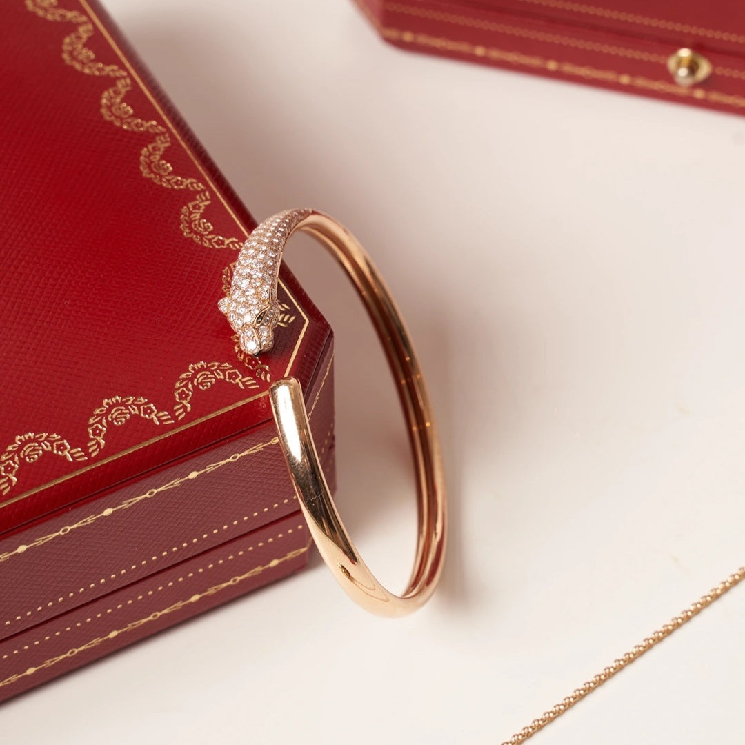 [Together Jewelry]PANTHERE ROSE GOLD DIAMOND OPEN BRACELET