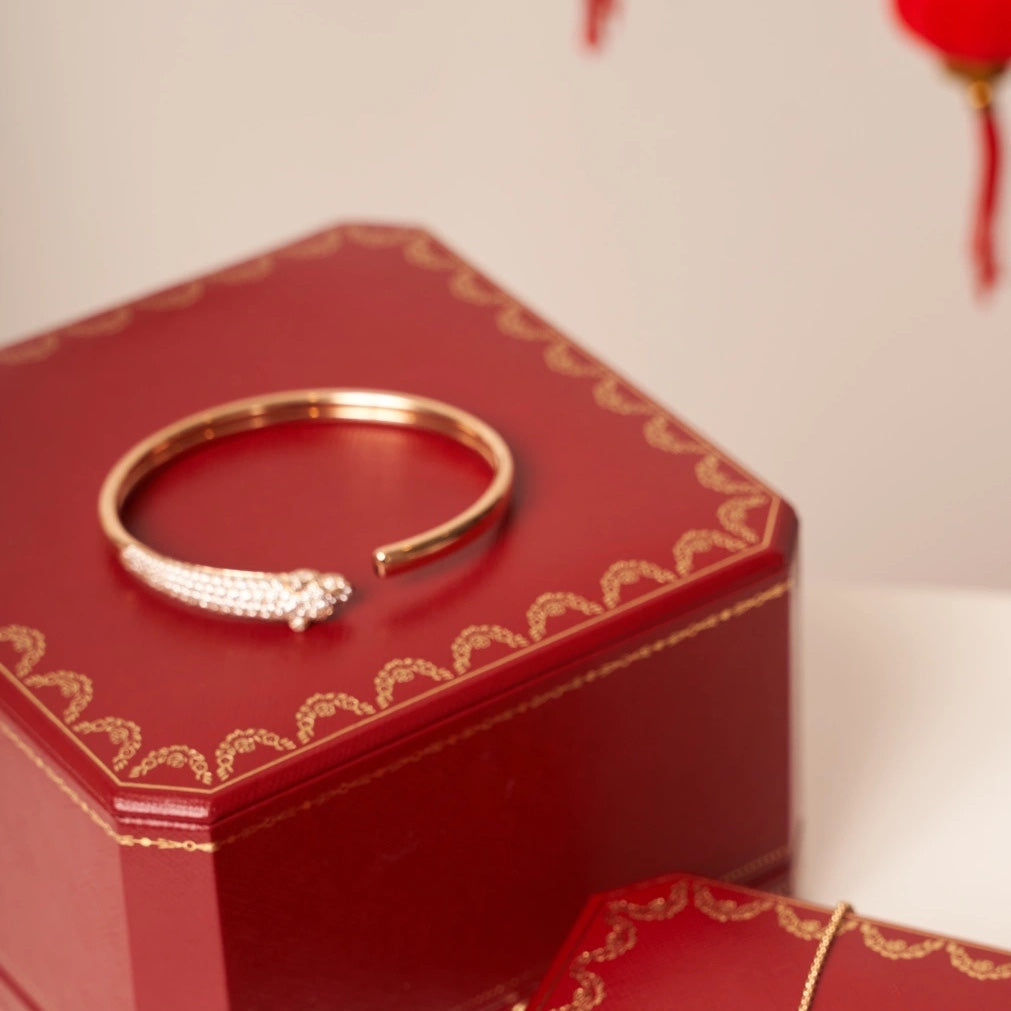 [Together Jewelry]PANTHERE ROSE GOLD DIAMOND OPEN BRACELET