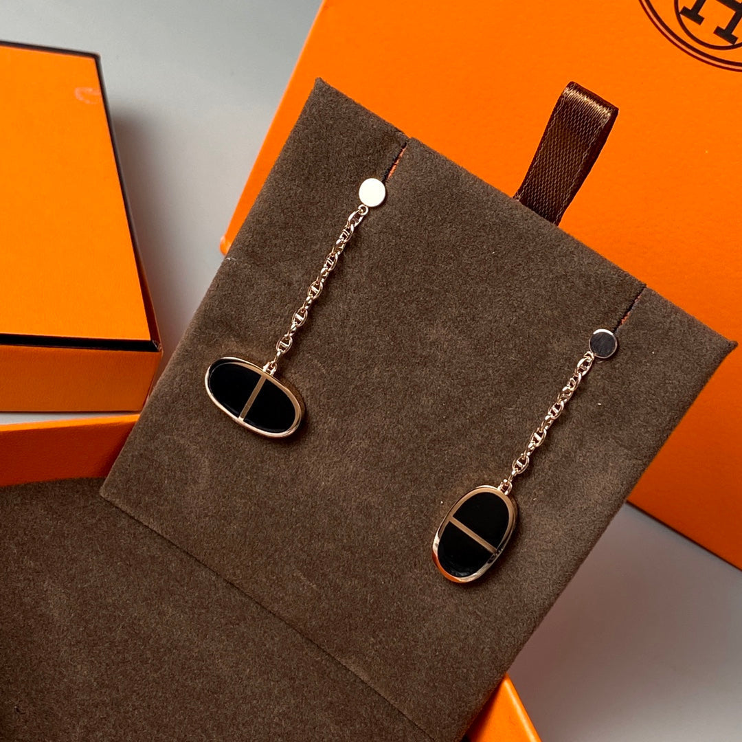 [Together Jewelry]CHAINE VERSO BLACK CERAMIC EARRINGS
