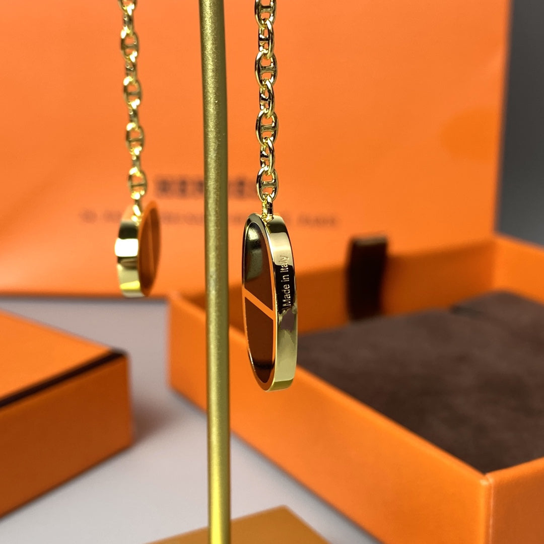 [Together Jewelry]CHAINE VERSO BLACK CERAMIC EARRINGS