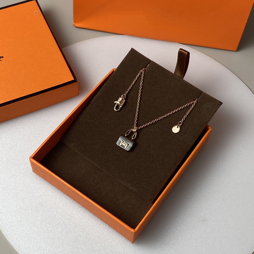 [Together Jewelry]CONSTANCE BLACK PEDANT PINK GOLD NECKLACE
