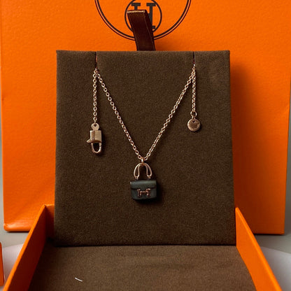 [Together Jewelry]CONSTANCE BLACK PEDANT PINK GOLD NECKLACE