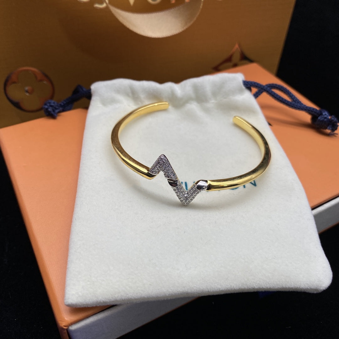 [Together Jewelry]VOLTE UPSITE DOWN DIAMOND GOLD OPEN BRACELET