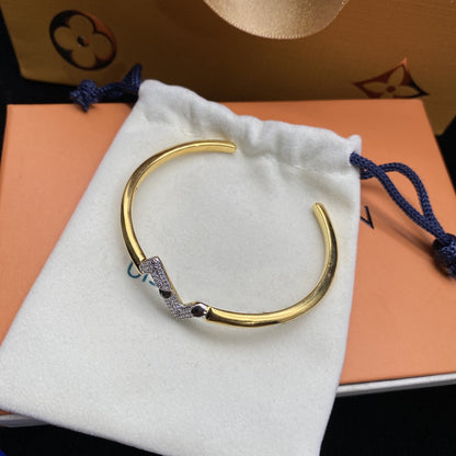 [Together Jewelry]VOLTE UPSITE DOWN DIAMOND GOLD OPEN BRACELET