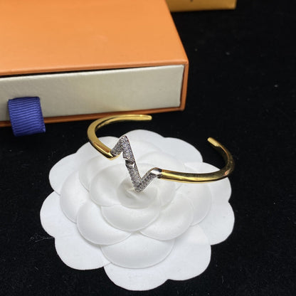 [Together Jewelry]VOLTE UPSITE DOWN DIAMOND GOLD OPEN BRACELET