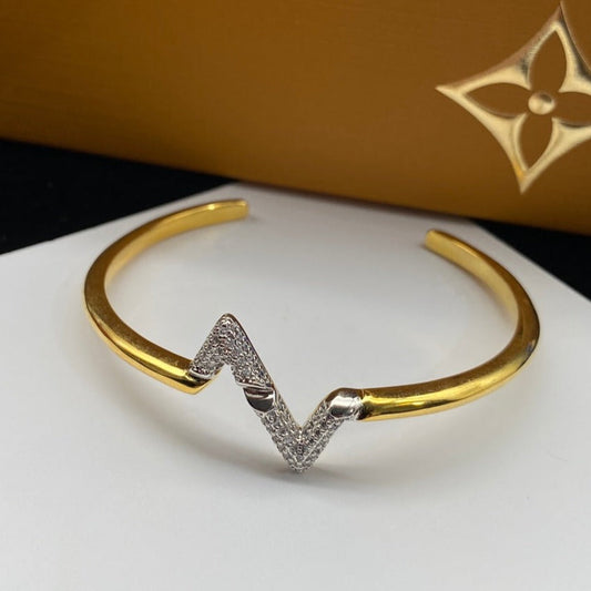 [Together Jewelry]VOLTE UPSITE DOWN DIAMOND GOLD OPEN BRACELET