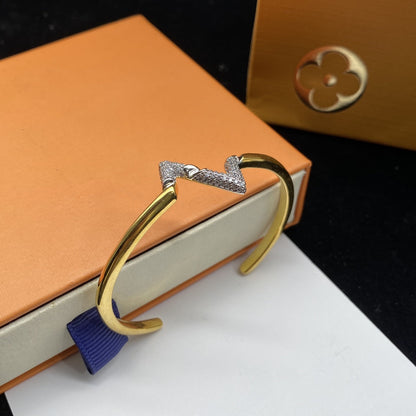 [Together Jewelry]VOLTE UPSITE DOWN DIAMOND GOLD OPEN BRACELET