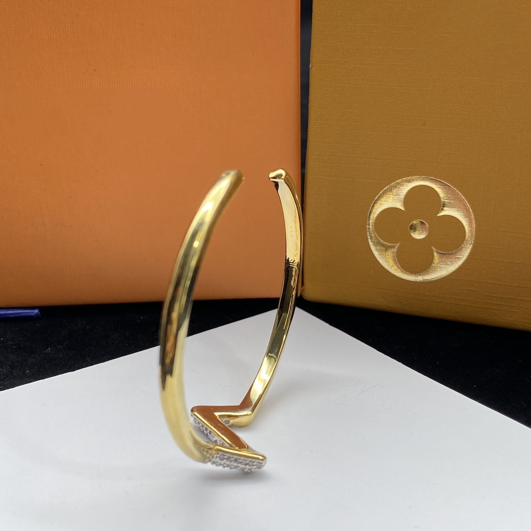 [Together Jewelry]VOLTE UPSITE DOWN DIAMOND GOLD OPEN BRACELET