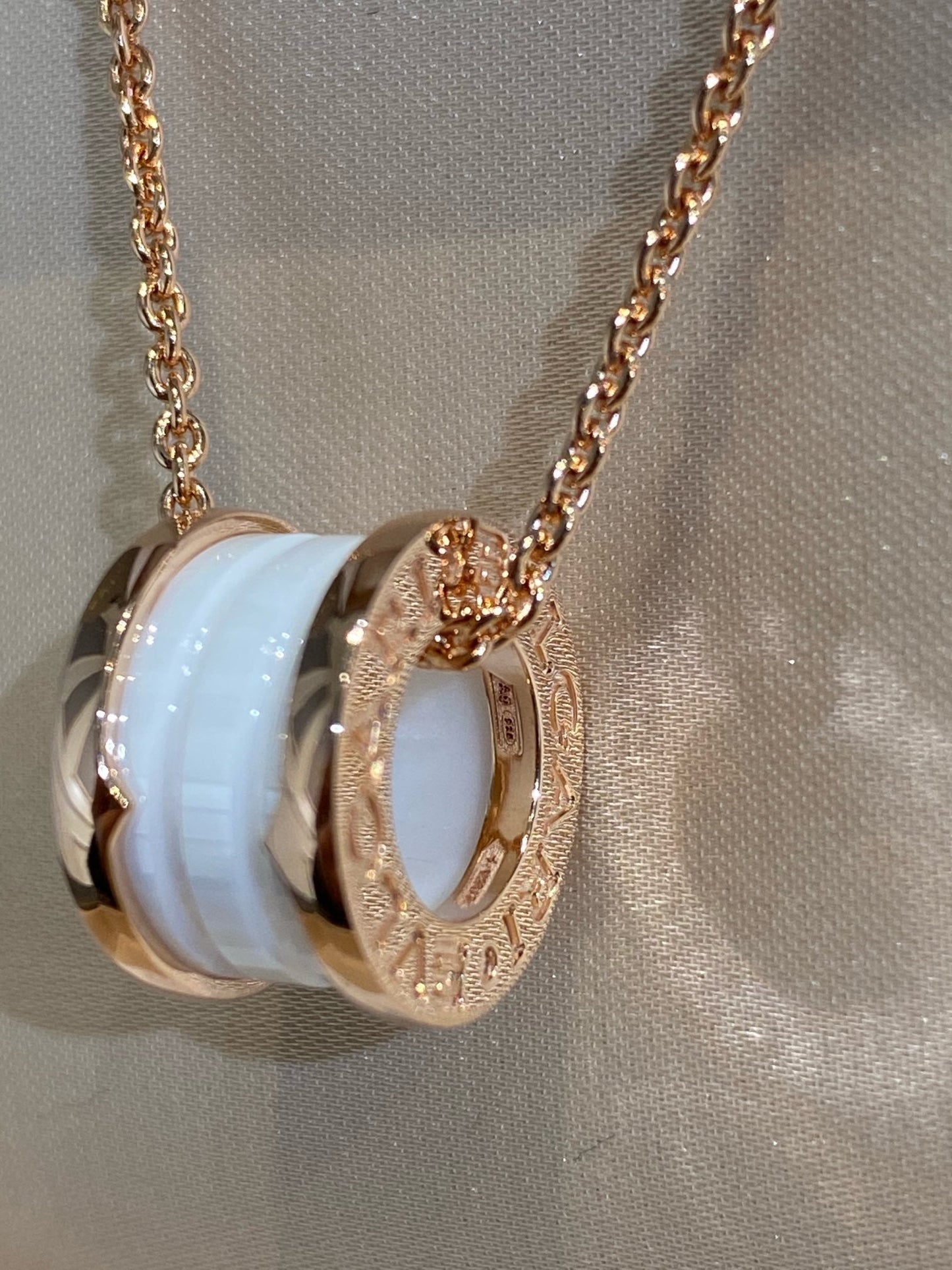 [Together Jewelry]ZERO 1 WHITE CERAMIC PINK GOLD NECKLACE