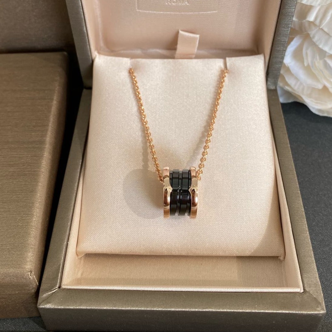[Together Jewelry]ZERO 1 BLACK CERAMIC PINK GOLD NECKLACE