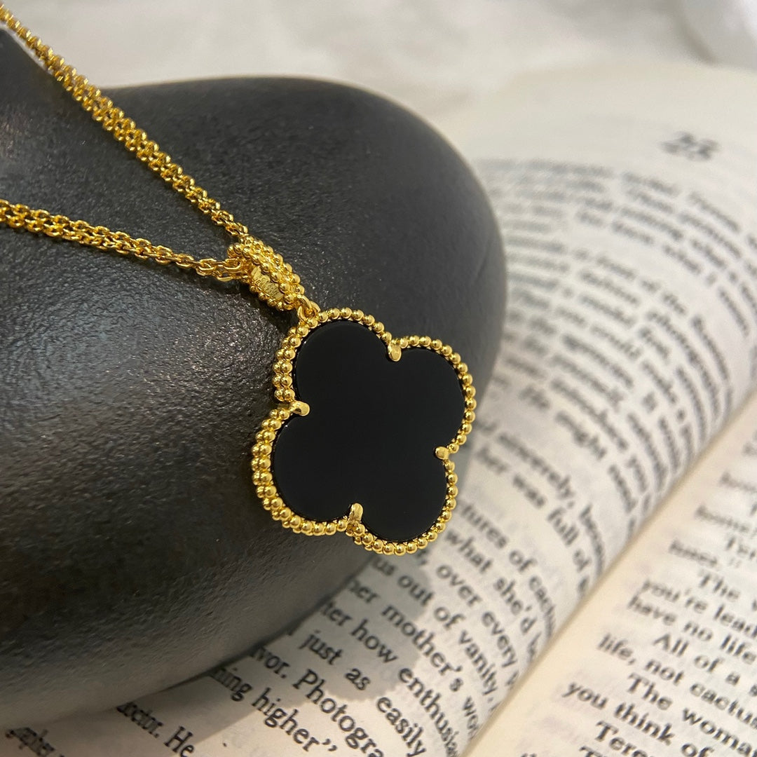 [Together]CLOVER 25MM NECKLACE GOLD ONYX