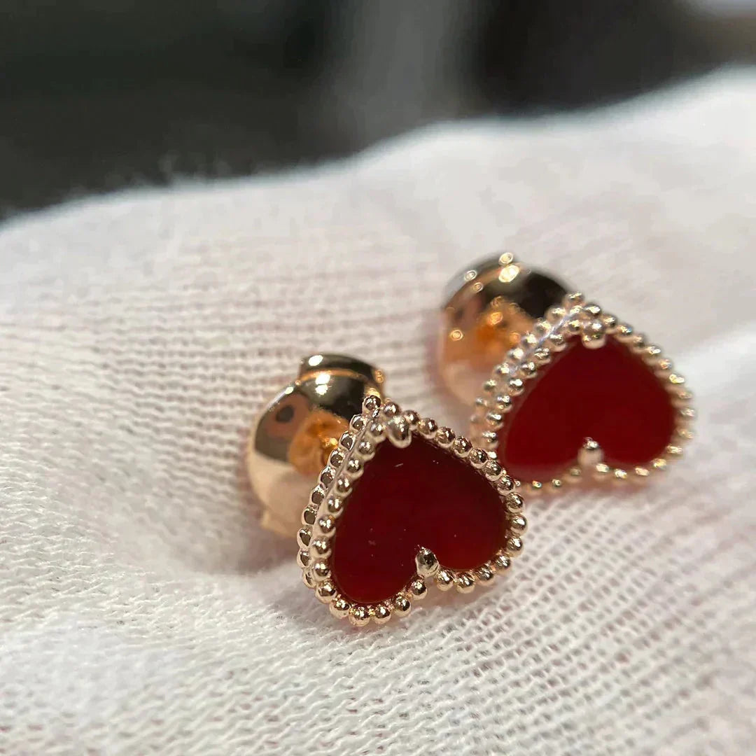 [Together]HEART CARNELIAN STUD EARRINGS