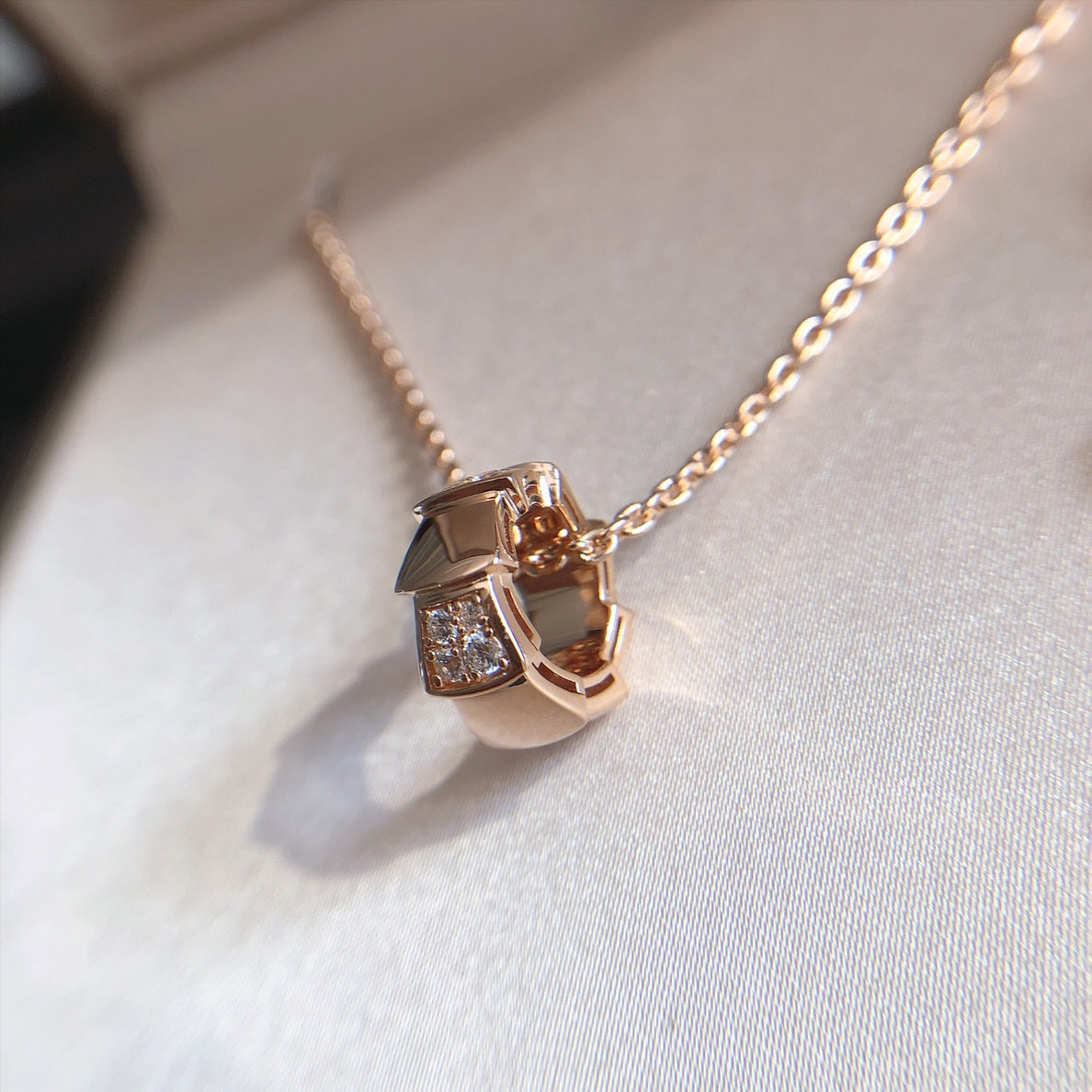 [Together Jewelry]SERPENTI PEDANT DIAMOND PINK GOLD NECKLACE