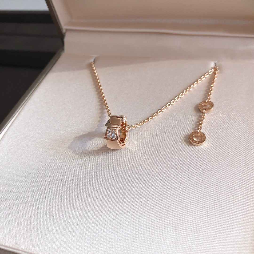 [Together Jewelry]SERPENTI PEDANT DIAMOND PINK GOLD NECKLACE