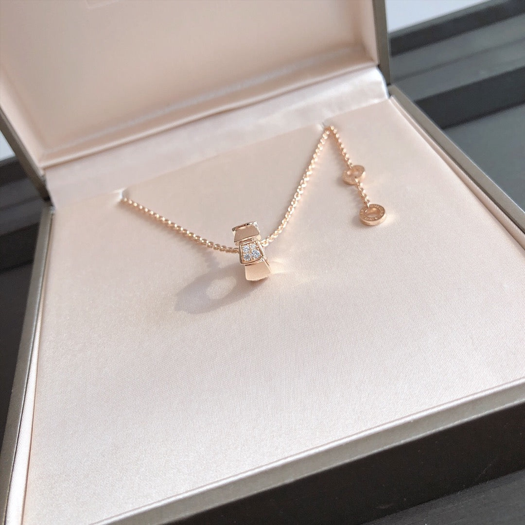 [Together Jewelry]SERPENTI PEDANT DIAMOND PINK GOLD NECKLACE