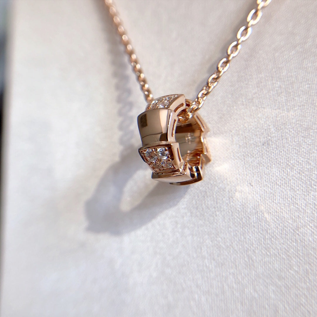 [Together Jewelry]SERPENTI PEDANT DIAMOND PINK GOLD NECKLACE