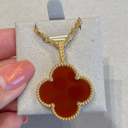 [Together]CLOVER 25MM NECKLACE GOLD CARNELIAN
