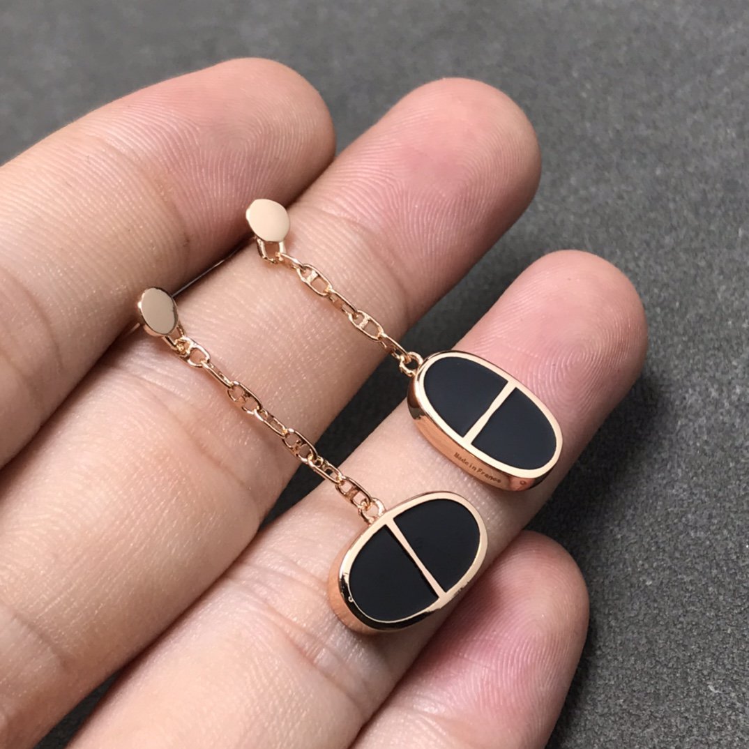 [Together Jewelry]CHAINE VERSO BLACK CERAMIC SILVER EARRINGS