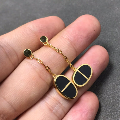 [Together Jewelry]CHAINE VERSO BLACK CERAMIC SILVER EARRINGS