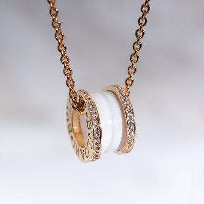 [Together Jewelry]ZERO 1 WHITE CERAMIC PINK GOLD DIAMOND NECKLACE