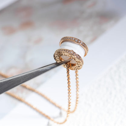 [Together Jewelry]ZERO 1 WHITE CERAMIC PINK GOLD DIAMOND NECKLACE