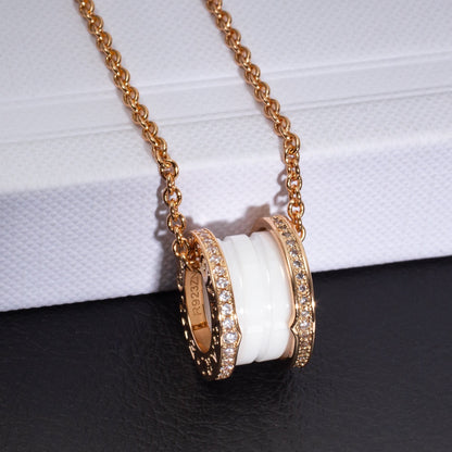 [Together Jewelry]ZERO 1 WHITE CERAMIC PINK GOLD DIAMOND NECKLACE