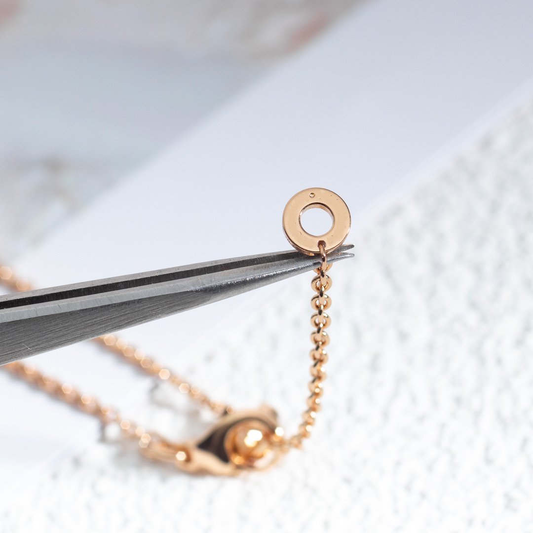 [Together Jewelry]ZERO 1 WHITE CERAMIC PINK GOLD DIAMOND NECKLACE