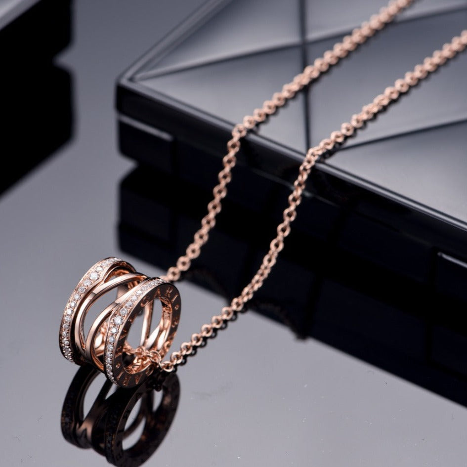 [Together Jewelry]ZERO 1 PINK GOLD DIAMOND OPEN NECKLACE