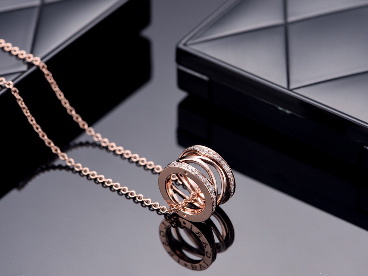 [Together Jewelry]ZERO 1 PINK GOLD DIAMOND OPEN NECKLACE