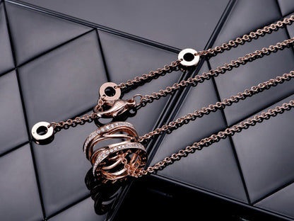 [Together Jewelry]ZERO 1 PINK GOLD DIAMOND OPEN NECKLACE