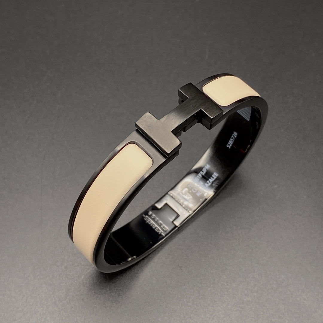 [Together Jewelry]H BRACELET 12MM BLACK BEIGE CERAMIC
