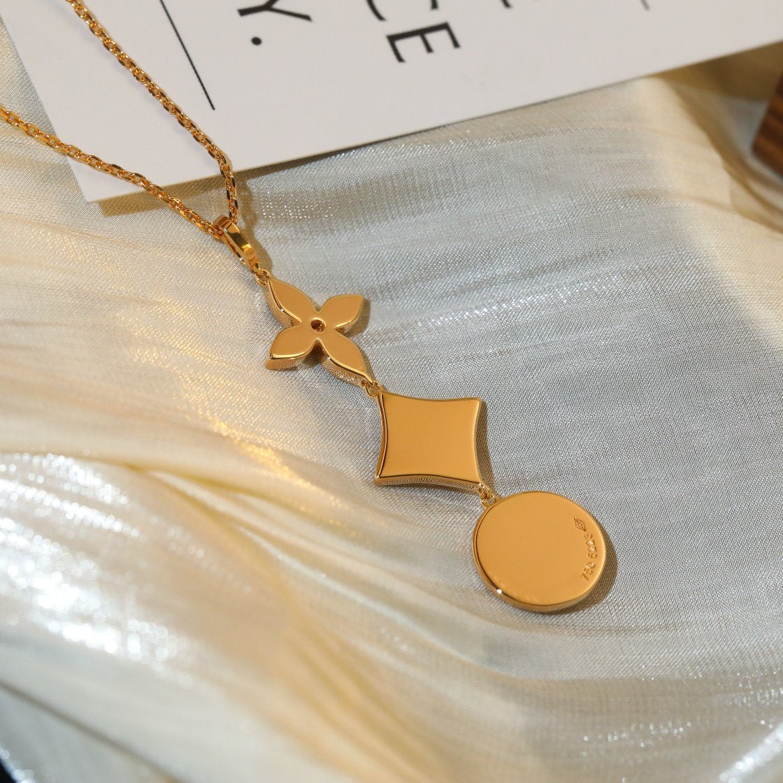 [Together Jewelry]STAR AND SUN DIAMOND PINK GOLD NECKLACE